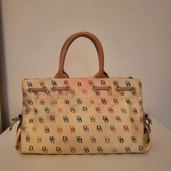 Flawed Dooney & Bourke Vintage Y2K Rainbow Logo Canvas Satchel - Picture 5 of 8